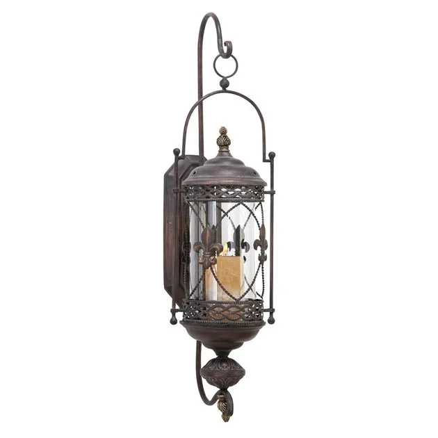Candle Holder Old World Inspired Sconce Brown Iron/Glass - OPEN BOX