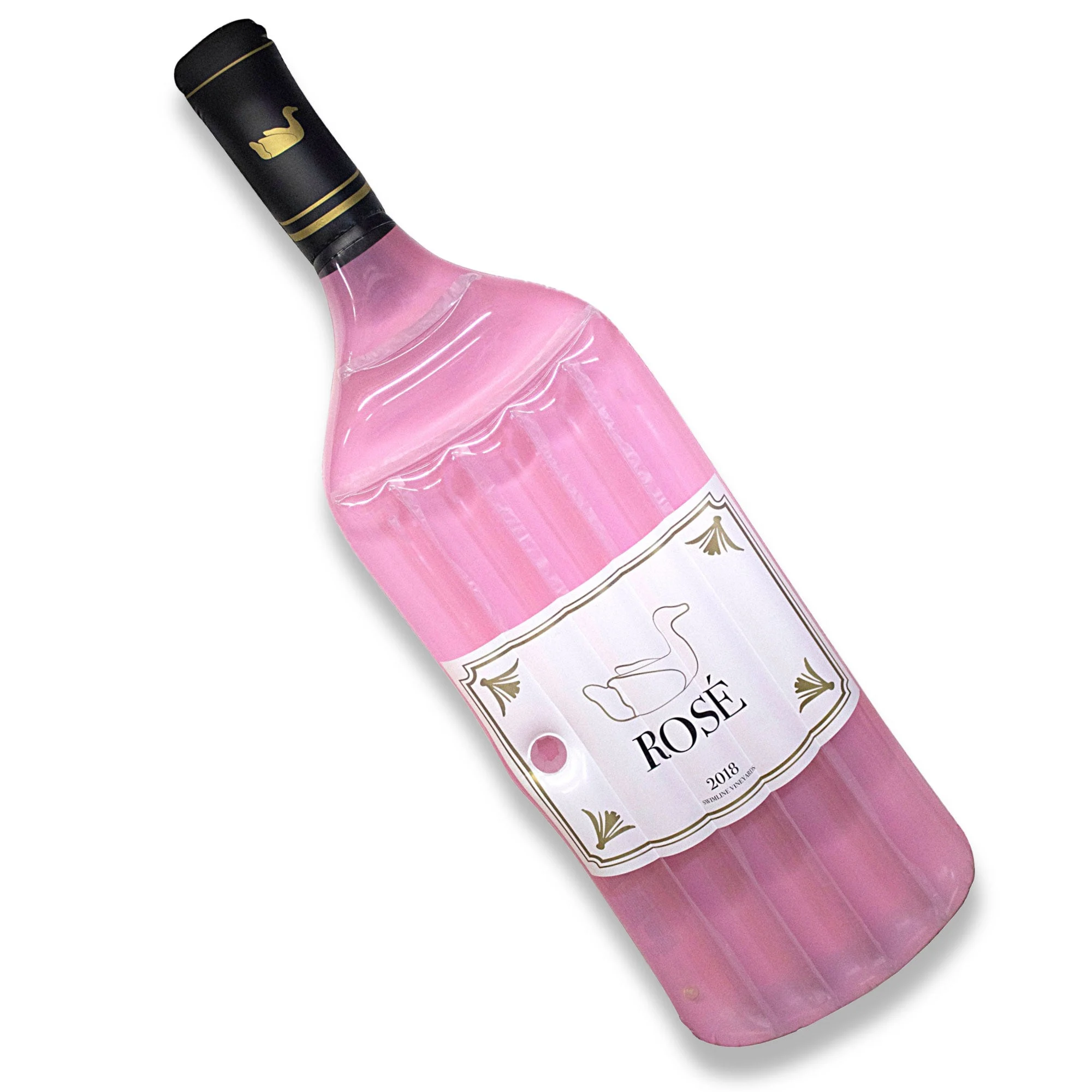 Swimline 90654 Giant Inflatable 94" Rosè Wine Bottle Pool Float Raft Mat, Pink