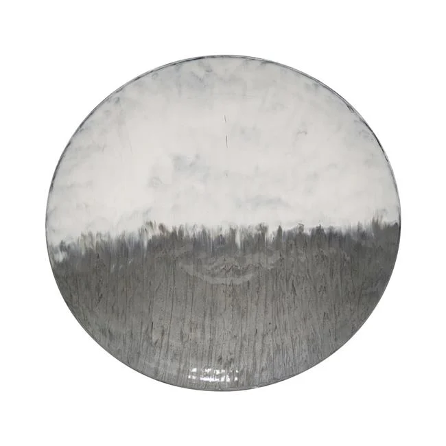 Benzara Dual Tone Metal Disk Design Wall Decor with Textured Details, Gray