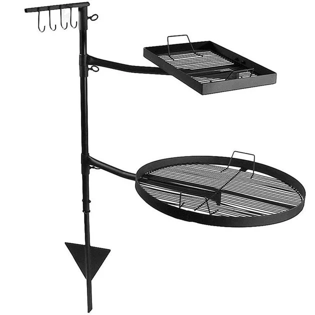 Steel Heavy-Duty Dual Fire Pit Campfire Cooking Grill System