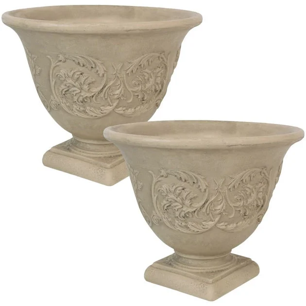 Darcy 16" Outdoor Flower Pot Planters Set of 2 - Beige