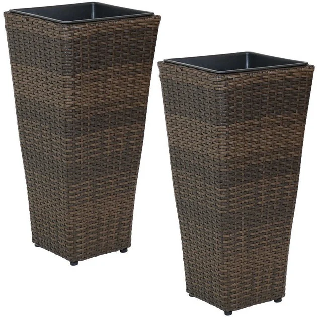 24' Tall Square Polyrattan Planters Set of 2