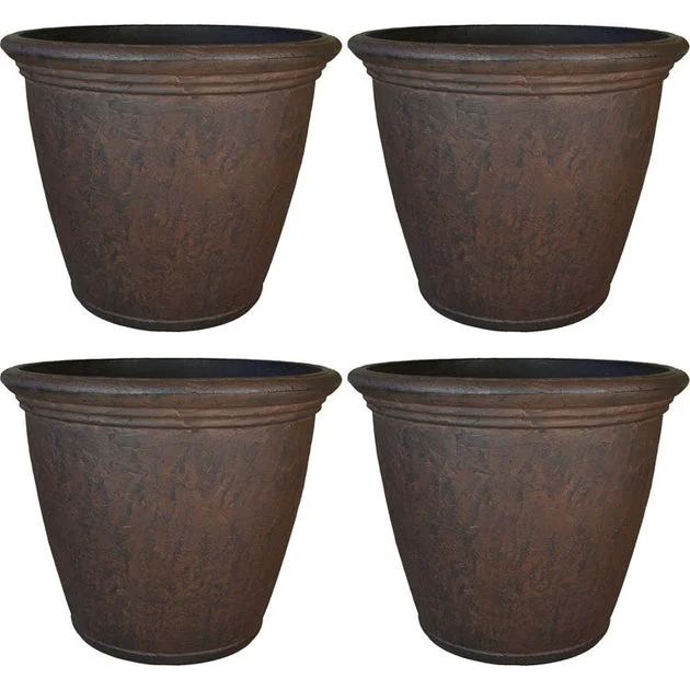 Anjelica 24" Outdoor Flower Pot Planters Set of 4 - Rust