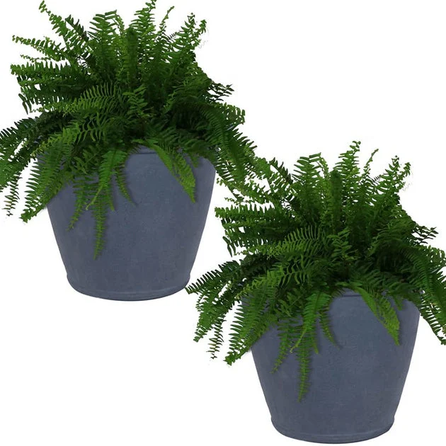 Anjelica 24" Outdoor Flower Pot Planters Set of 2 - Slate Finish