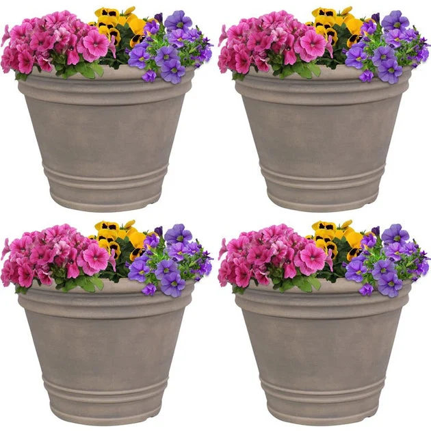 Franklin 20" Outdoor Flower Pot Planters Set of 4 - Beige