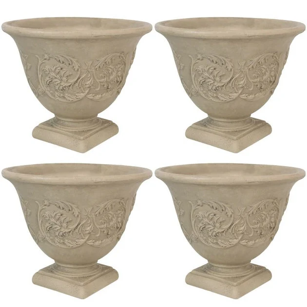 Darcy 16" Outdoor Flower Pot Planters Set of 4 - Beige