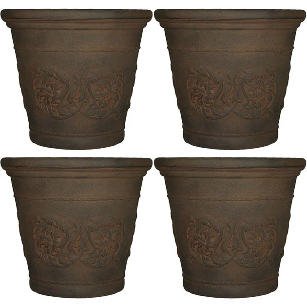 Arabella 20" Outdoor Flower Pot Planters Set of 4 - Sable