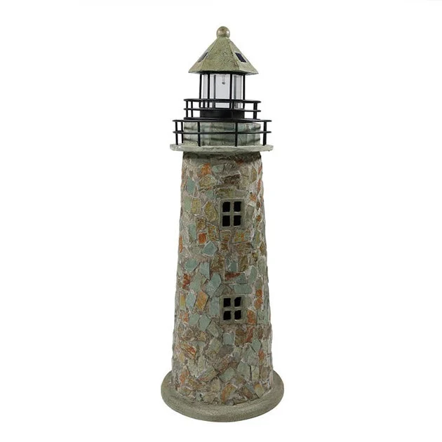Cobblestone 35" Solar-Powered LED Lighthouse