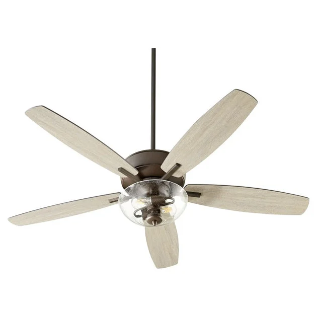 Breeze 52" Five-Blade Two-Light Ceiling Fan with Clear Seeded Glass Bowl Shade