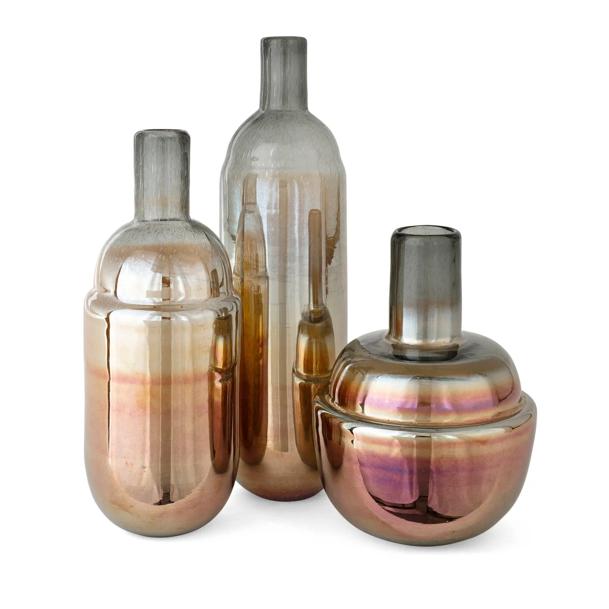 IMAX Worldwide Home Craighton Art Decorative Glass Bottles - Set of 3