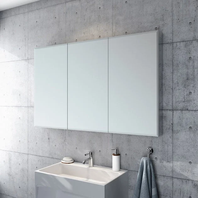 Luna Tri-View Flat Edge 48" x 36" Recessed/Wall-Mount Medicine Cabinet