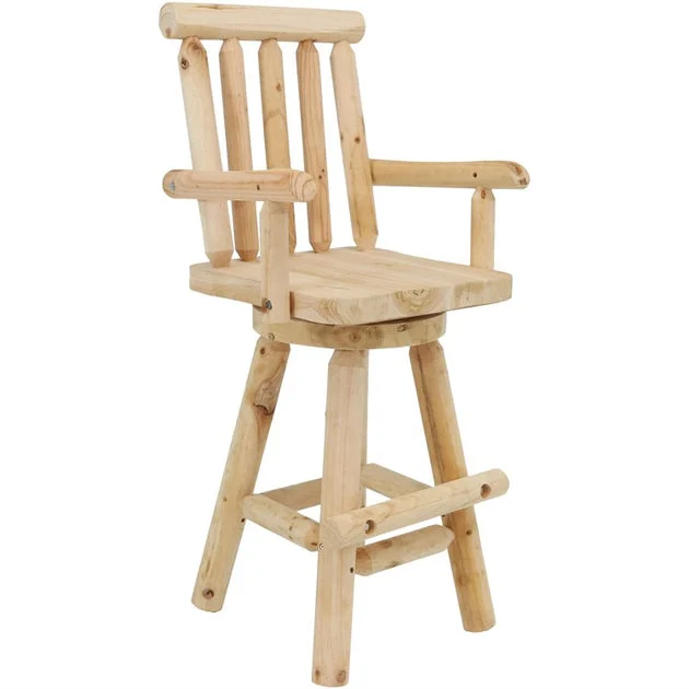 Rustic Log-Style 4' Unfinished Wood Bar Stool