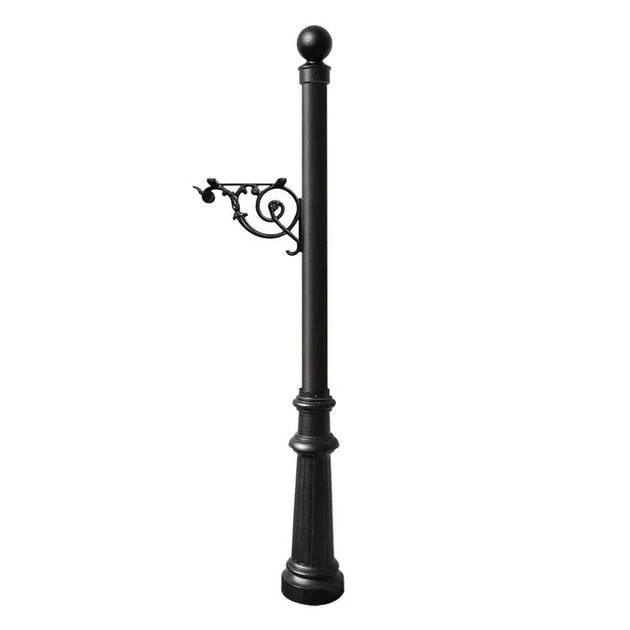 Lewiston Post Only with Support Bracket, Decorative Fluted Base and Ball Finial
