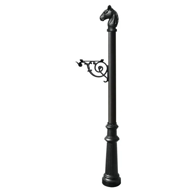 Lewiston Equine Post Only with Support Bracket, Decorative Fluted Base and Horsehead Finial