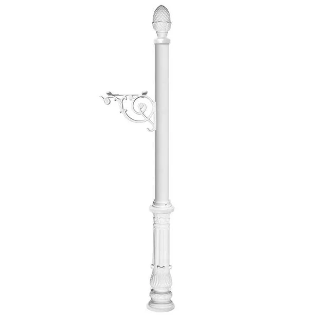 Lewiston Post Only with Support Bracket, Decorative Ornate Base and Pineapple Finial