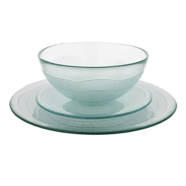 Birch Recycled Clear Glass Twelve-Piece Dinnerware Set (Service for 4)