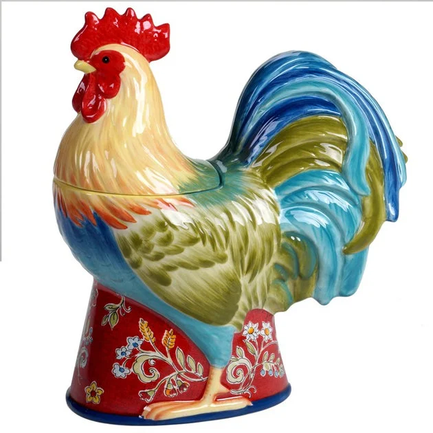 Morning Bloom 3-D Rooster Cookie Jar