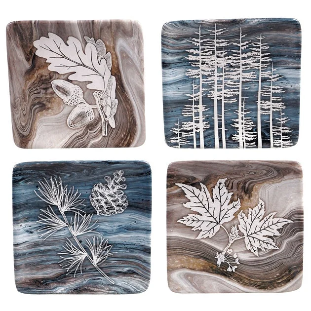 Fluidity Lodge Canape Plates 6" Set of 4 Assorted