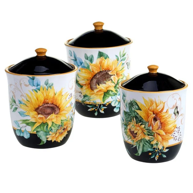 Sunflower Fields Three-Piece Canister Set