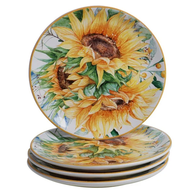 Sunflower Fields Salad Plates Set of 4