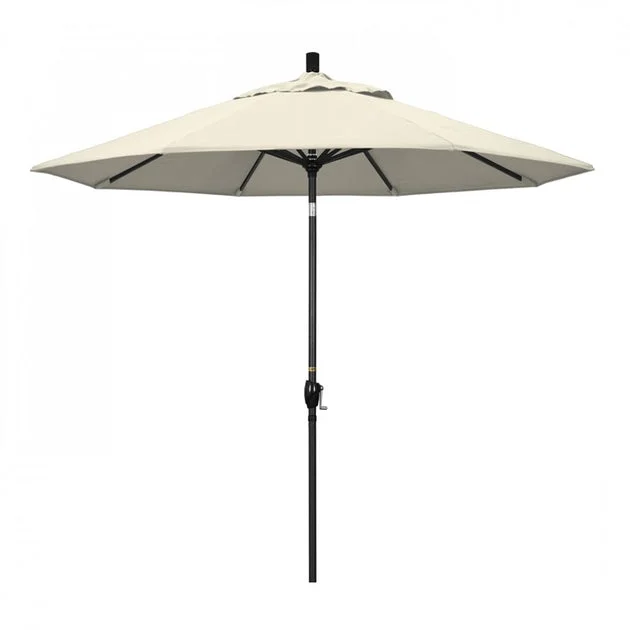 Pacific Trail Series 9' Patio Umbrella with Stone Black Aluminum Pole and Ribs Push Button Tilt Crank Lift and Olefin Beige Fabric