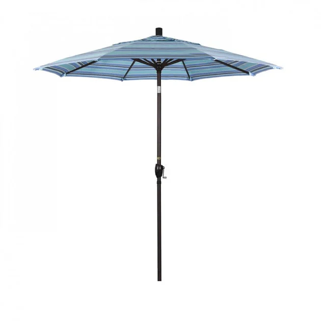 Pacific Trail Series 7.5' Patio Umbrella with Bronze Aluminum Pole and Ribs Push Button Tilt Crank Lift and Sunbrella 1A Dolce Oasis Fabric