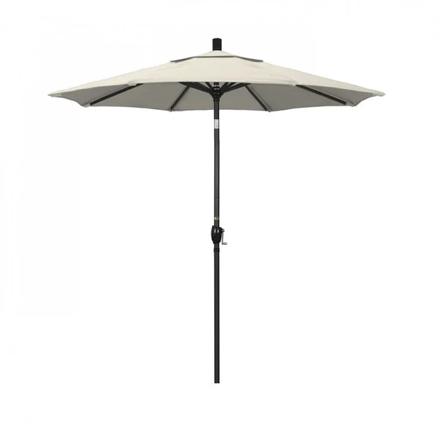Pacific Trail Series 7.5' Patio Umbrella with Stone Black Aluminum Pole and Ribs Push Button Tilt Crank Lift and Olefin Beige Fabric