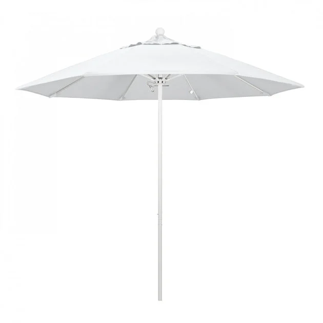 Venture Series 9' Patio Umbrella with Matted White Aluminum Pole Fiberglass Ribs Push Lift and Sunbrella 1A Natural Fabric