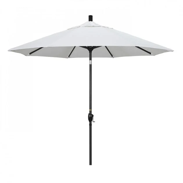 Pacific Trail Series 9' Patio Umbrella with Stone Black Aluminum Pole and Ribs Push Button Tilt Crank Lift and Sunbrella 1A Natural Fabric