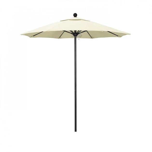 Venture Series 7.5' Patio Umbrella with Stone Black Aluminum Pole Fiberglass Ribs Push Lift and Sunbrella 1A Natural Fabric