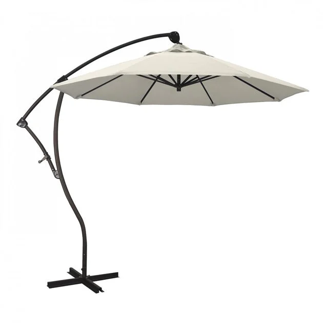 Bayside Series 9' Cantilever with Bronze Aluminum Pole and Ribs 360 Rotation Tilt Crank Lift and Olefin Antique Beige Fabric