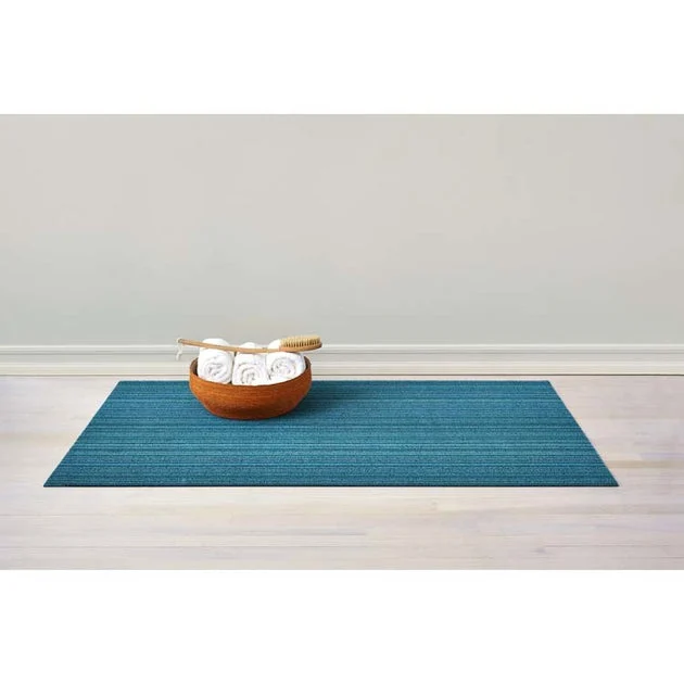 Skinny Stripe Shag Big Mat 36" x 60" - Turquoise