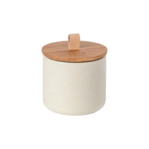 Pacifica 6" Canister with Oak Wood Lid - Vanilla