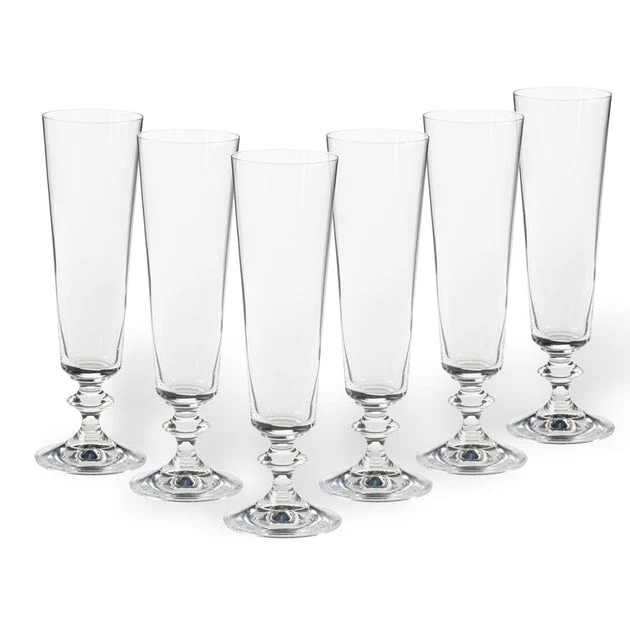 Riva 9 Oz Flute Glass - Clear - Set of 6