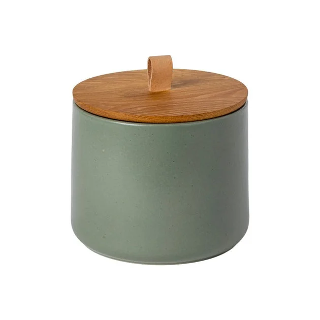 Pacifica 8" Canister with Oak Wood Lid - Artichoke