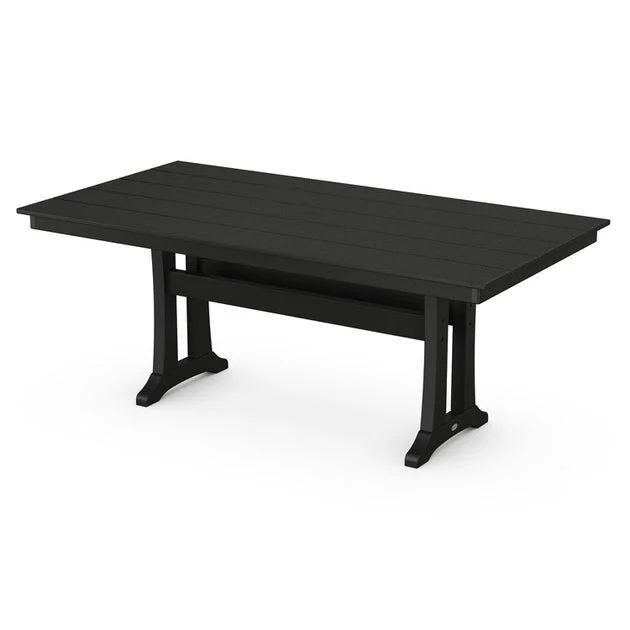Farmhouse Trestle 37" x 72" Dining Table - Black