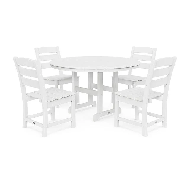 Lakeside Five-Piece Round Side Chair Dining Set - White