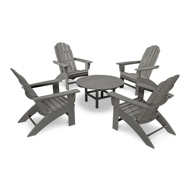Vineyard Five-Piece Oversized Adirondack Set - Slate Gray