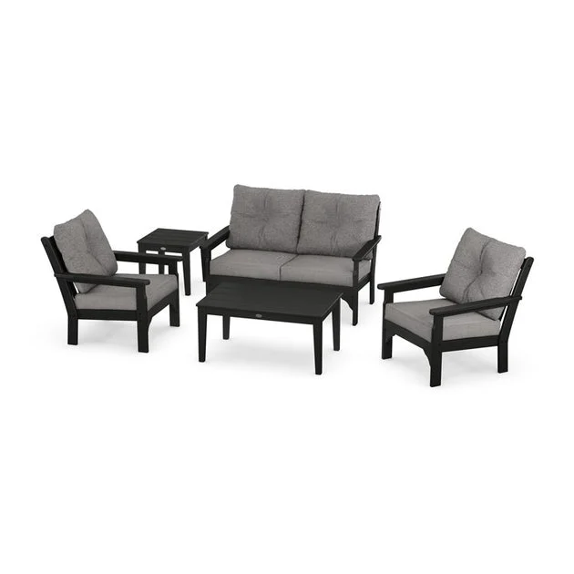 Vineyard Five-Piece Deep Seating Set - Black/Gray Mist