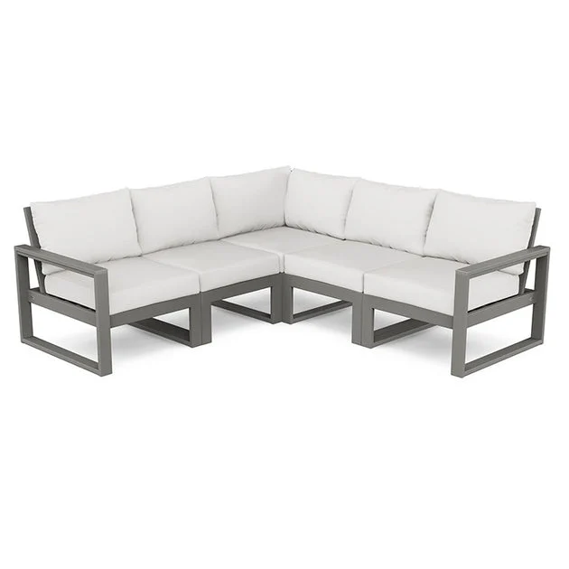 Edge Five-Piece Modular Deep Seating Set - Slate Gray/Textured Linen