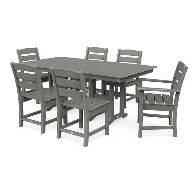Lakeside Seven-Piece Farmhouse Dining Set - Slate Gray