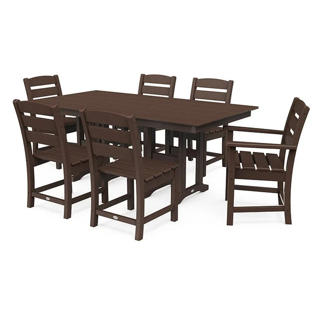 Lakeside Seven-Piece Farmhouse Dining Set - Mahogany