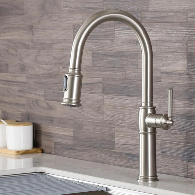 Sellette Traditional Single Handle Pull Down Kitchen Faucet and Deck Plate