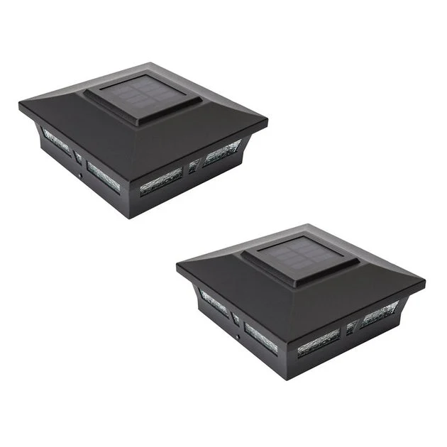 Oxford 6" x 6" Aluminum Solar Post Cap - Black 2-Pack
