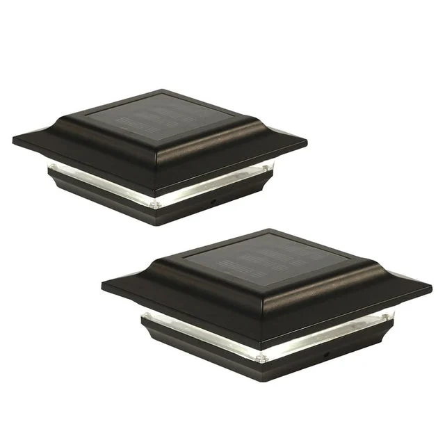 Imperial 5" x 5" Aluminum Solar Post Cap - Black 2-Pack