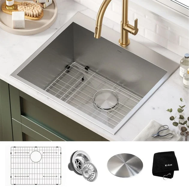 Standart Pro 25" Single Bowl 16-Gauge Stainless Steel Deep Dual-Mount Laundry/Utility Sink