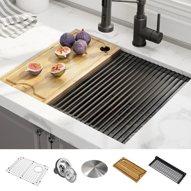 Kore Workstation 23" Single Bowl 16-Gauge Stainless Steel Undermount Kitchen Sink with Accessories (Pack of 5)