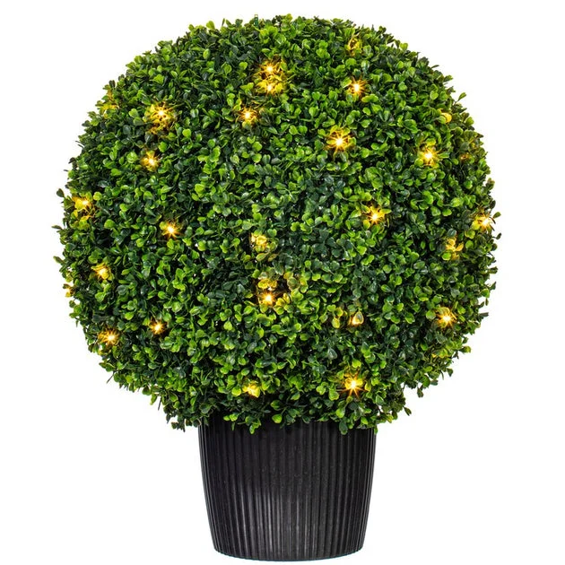 20" Artificial Green Boxwood Ball with LED Lights