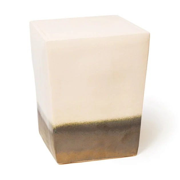 Two Glaze Square Outdoor Cube Accent Tables Set of 2