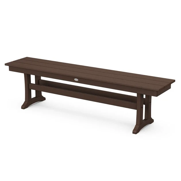 Farmhouse Trestle 65" Bench - Mahogany
